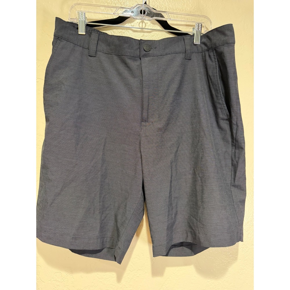 Banana Republic Core Temp Mens Shorts Charcoal Gray Micro Stripe Elastic Back 37